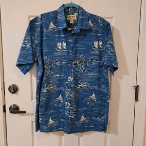 Cooke Street Honolulu Coastal Breeze Blue Sailboat Men's Shirt